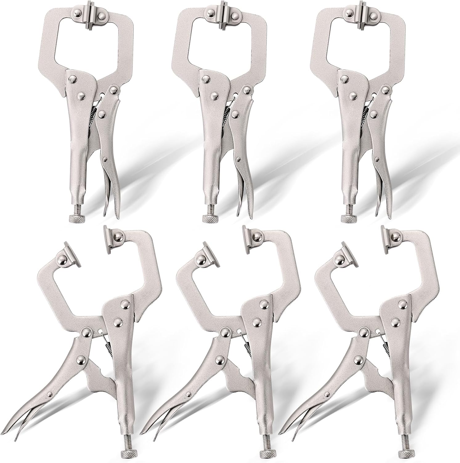 NATGAI 6 Pack Locking C Clamp, 6 Inch Adjustable Vice Grip with Swivel Pads | Welding Clamp, Heavy-duty C-Clamps vice Grips Plier Set for Welding, Metalworking, Woodworking