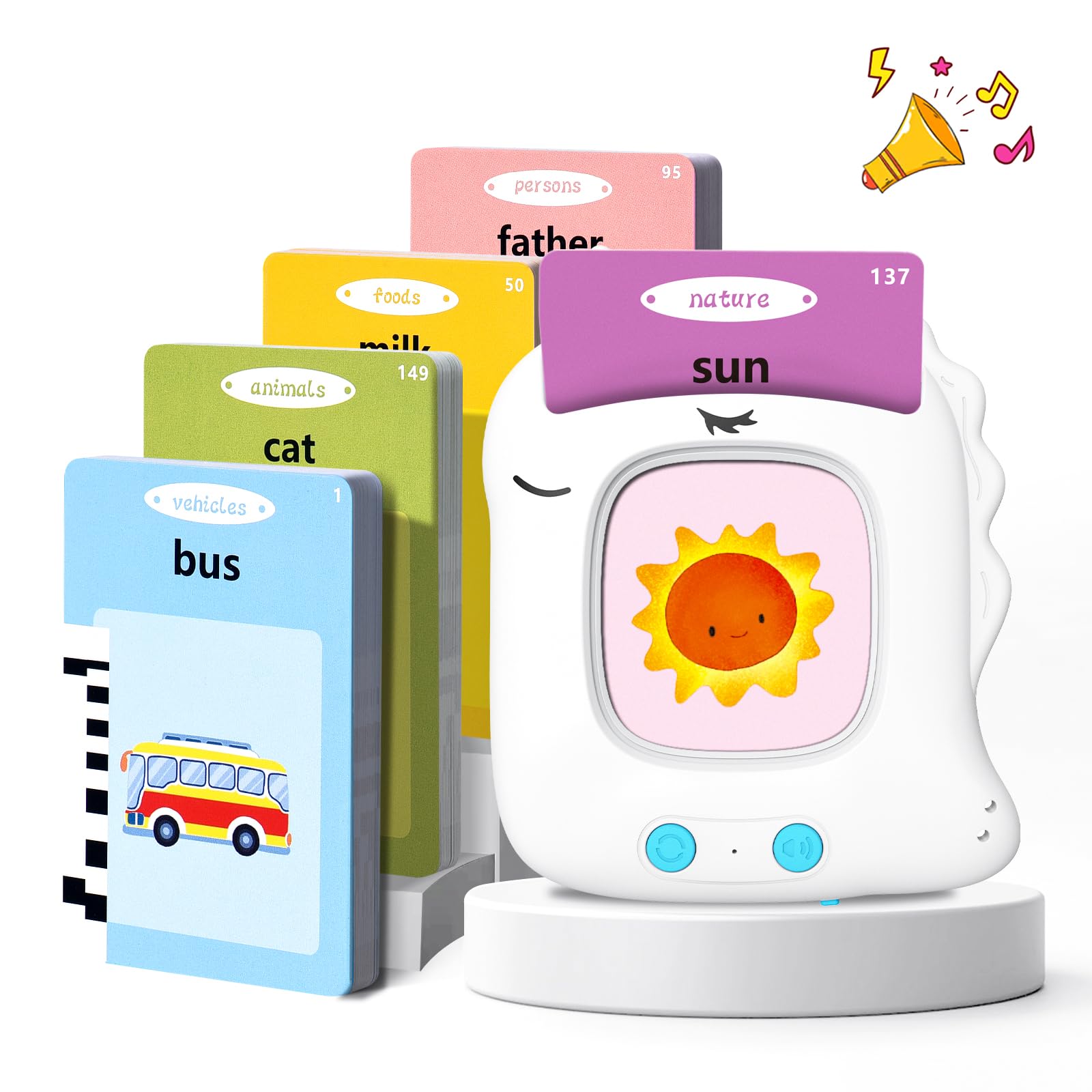 Talking Flash Cards for Toddler Toys for 2 3 4 5 6 Year Old Girls Boys Preschool Learning Resources Sensory Toys for Autism Educational Montessori Toy with 224 Words Interactive Gifts For Kids Age 2-6