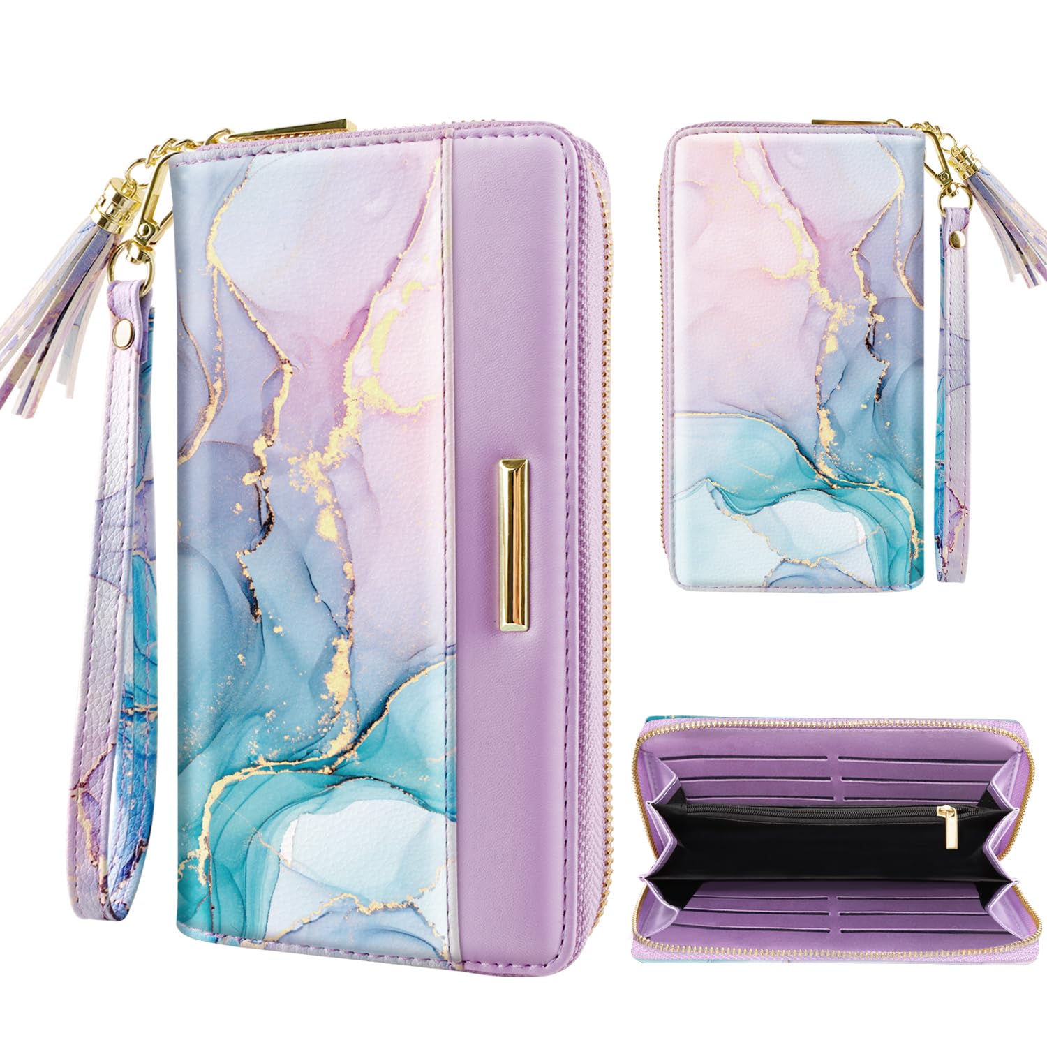 Coco Rossi Wallet for Women RFID Blocking Zipper Around Credit Card Holder