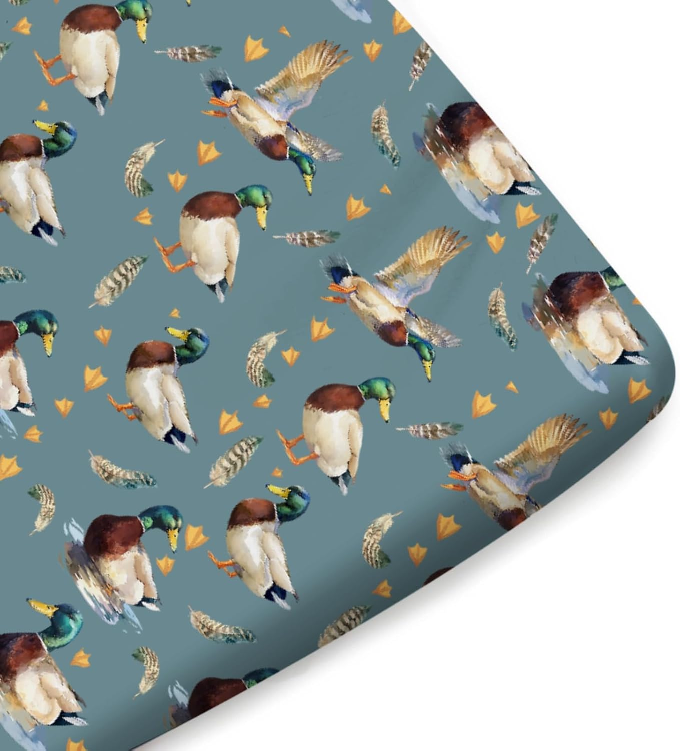 Vintage Duck Hunting Baby Crib Sheets for Girl Boy 52"x28" Mallard Ducks Feathers Soft Breathable Crib Mattress Covers Wild Bird Animal Nursery Baby Bed Sheets Fits Standard Crib and Toddler Mattress