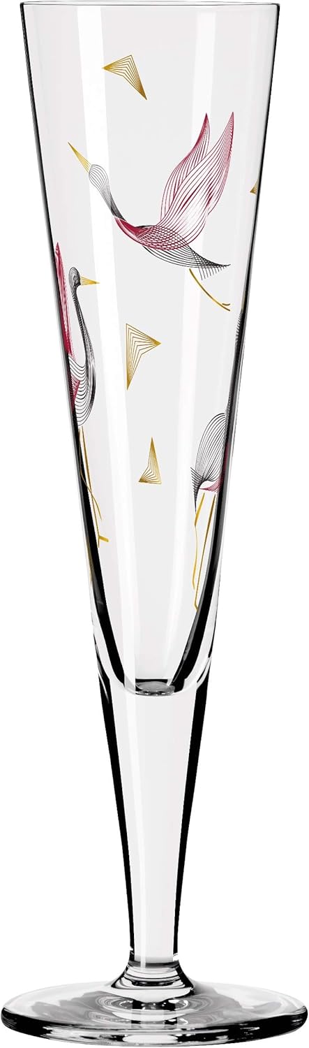 Ritzenhoff 1071015 Goldnacht #15 Champagne Flute, Glass, Gold, red, Black