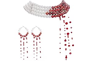 Yeabwps Bloody Halloween Dress Accessory Set: Dripping Blood Choker and Earrings