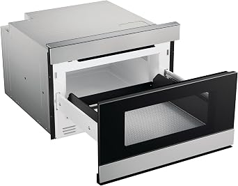Sharp SMD2489ES 24 in. 1.2 cu. ft. Built-In Smart Microwave Drawer Oven | Easy Wave Open, Concealed Glass Touch Control Panel, Works with Alexa Certified, Edge to Edge Black Glass, Stainless