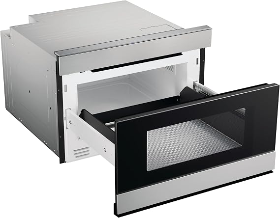 Sharp SMD2489ES 24 in. 1.2 cu. ft. Built-In Smart Microwave Drawer Oven | Easy Wave Open, Concealed Glass Touch Control Panel, Works with Alexa Certified, Edge to Edge Black Glass, Stainless