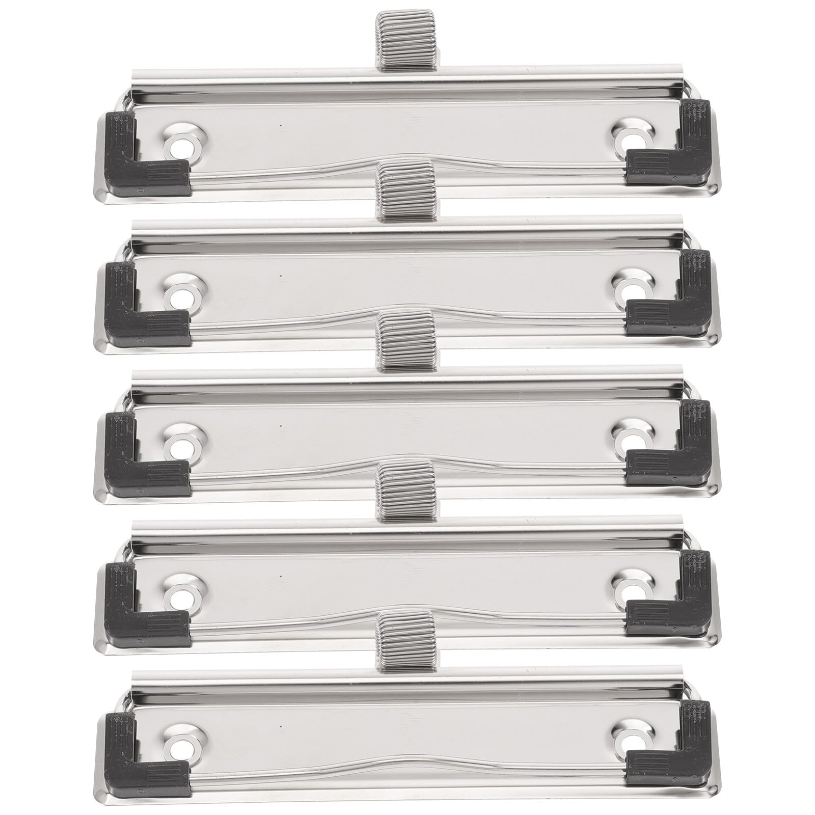 Clip per Portablocco da Ufficio 5 Pezzi in Metallo Argento | Fissaggio Robusto, Finitura Minimalista, per Scuole e Uffici, Set da 5 per Uso Intensivo