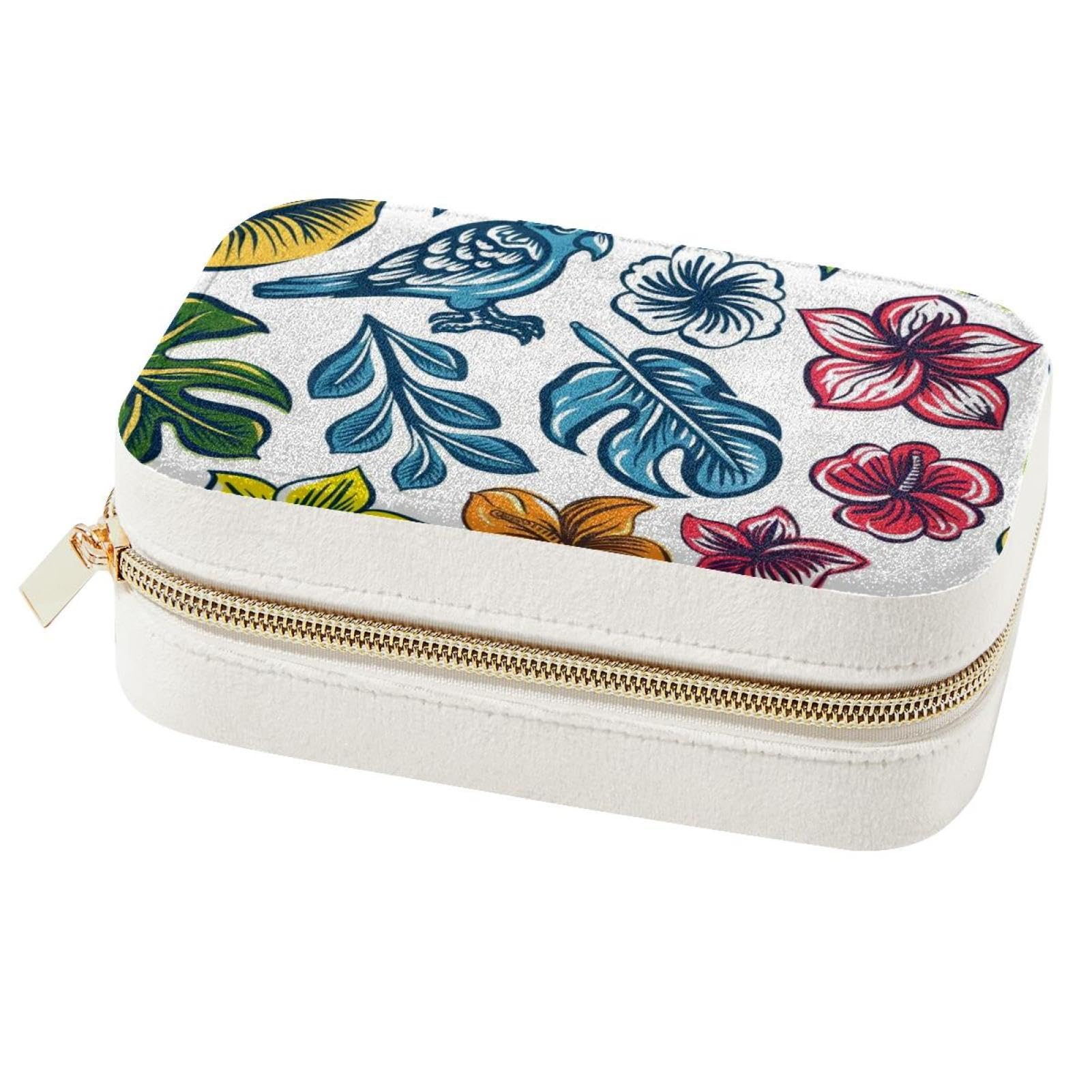 Boîte à bijoux portable à motifs hawaïens pour le rangement de colliers et bagues
