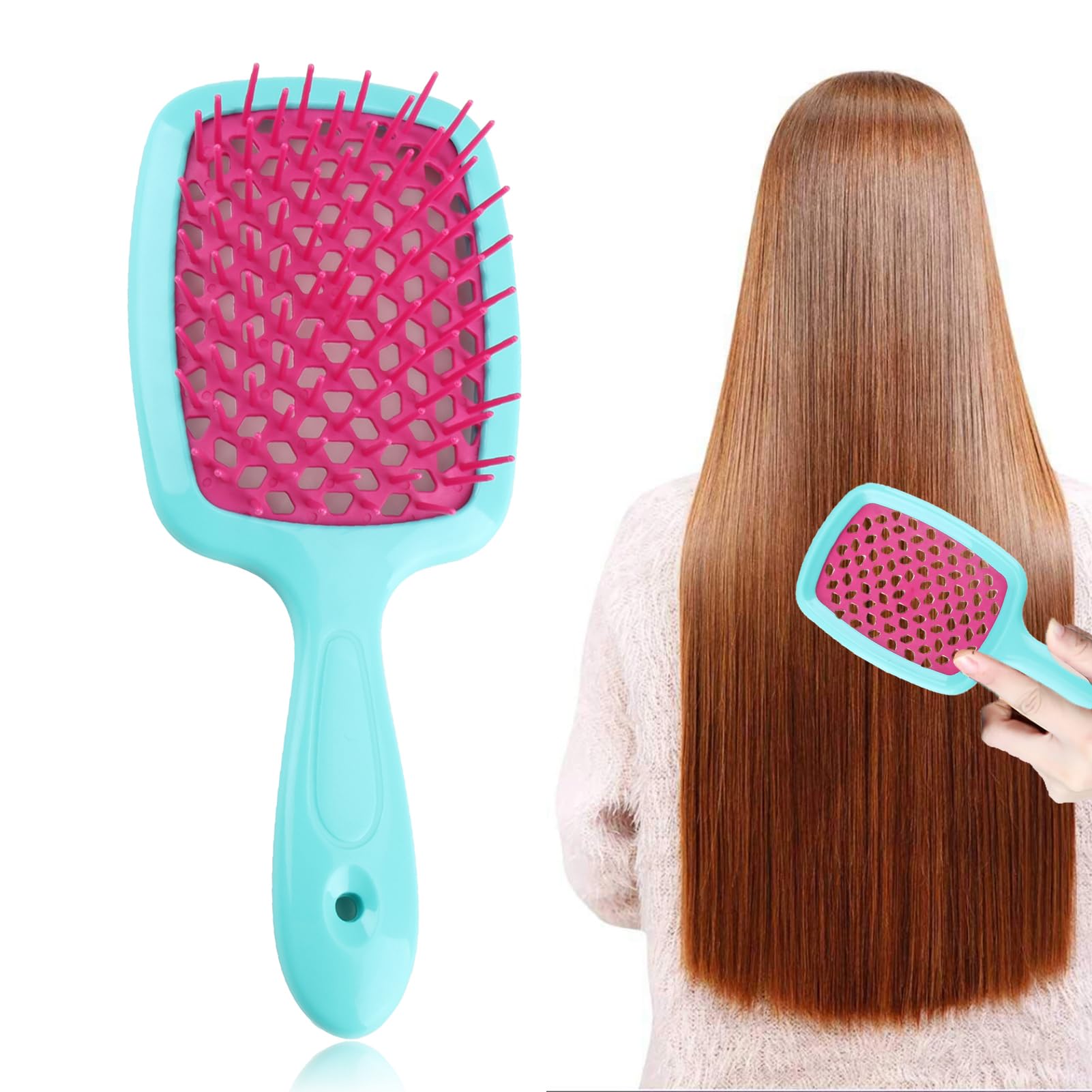 Wet Detangler Cepillo Pelo, Cepillo Detangling Paddle Brush de Cepillo Alisador Pelo Negro Profesional para Acabado Perfecto Peine Antitirones y Roturas para Cabello Húmedo y Seco