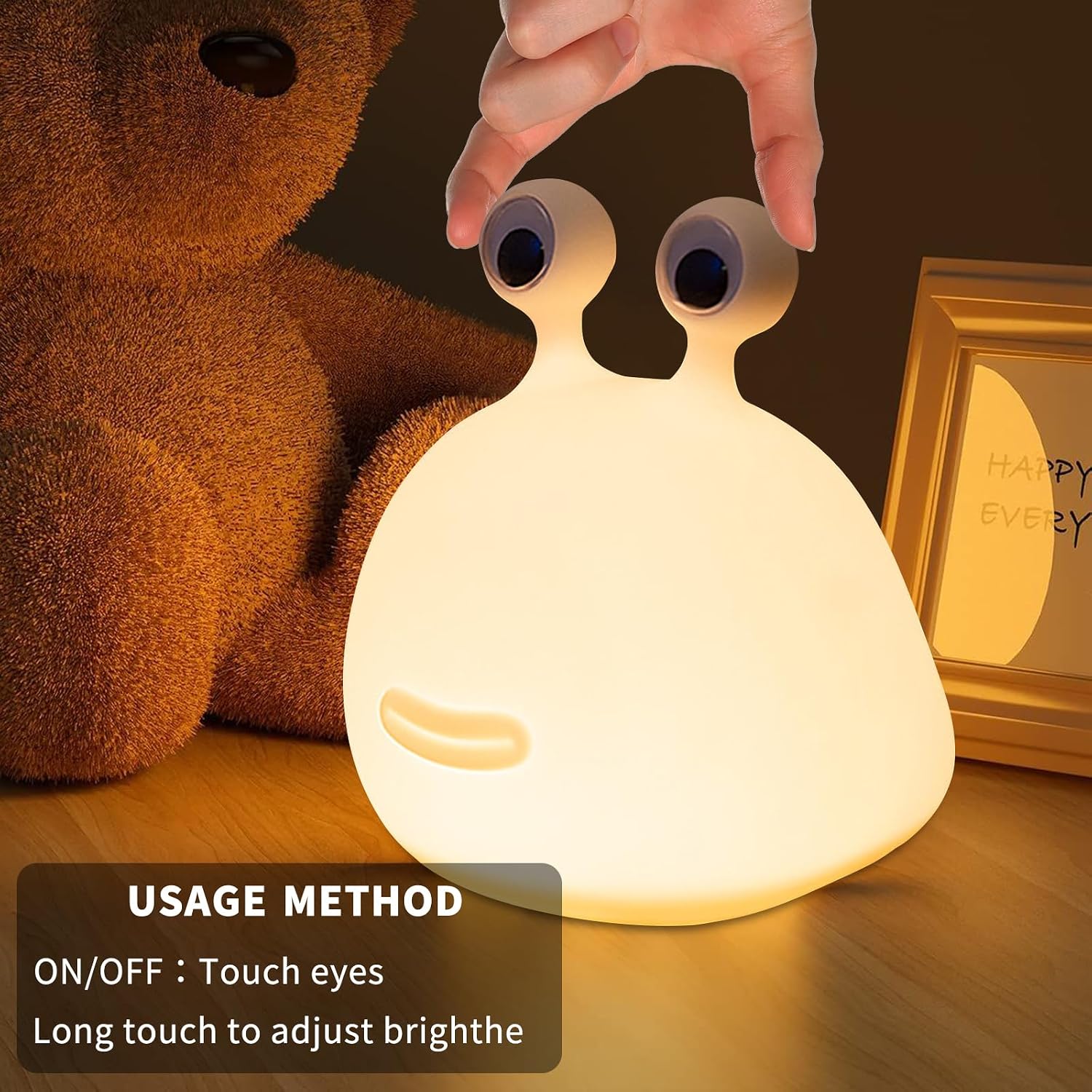 Cute Slug Night Light,Silicone Lamp USB Rechargeable Table Funny Animal Lamp Portable LED Lamps for Breastfeeding Dorm Room Decor for Christmas Gift Baby Kids Girls Teens