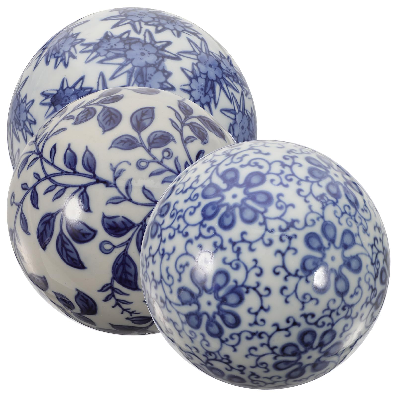 OUNONA Boules Flottantes en Céramique Lot de 3 Sphères Blanches 10 CM pour Décoration Intérieure Extérieure Piscine et Centre de Table Plusieurs Styles