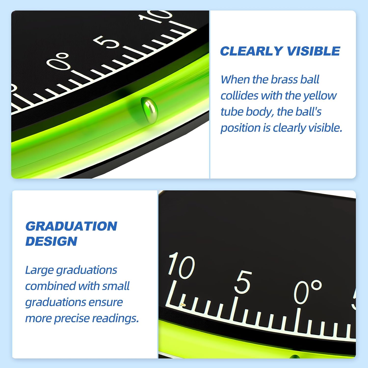 MEANLIN MEASURE 2PCS High Visibility ±10° RV Level Gauge, High Definition Small RV Level for Off-Road Vehicle, Jeep, Truck, RV, Camper, Trailer, or Boat
