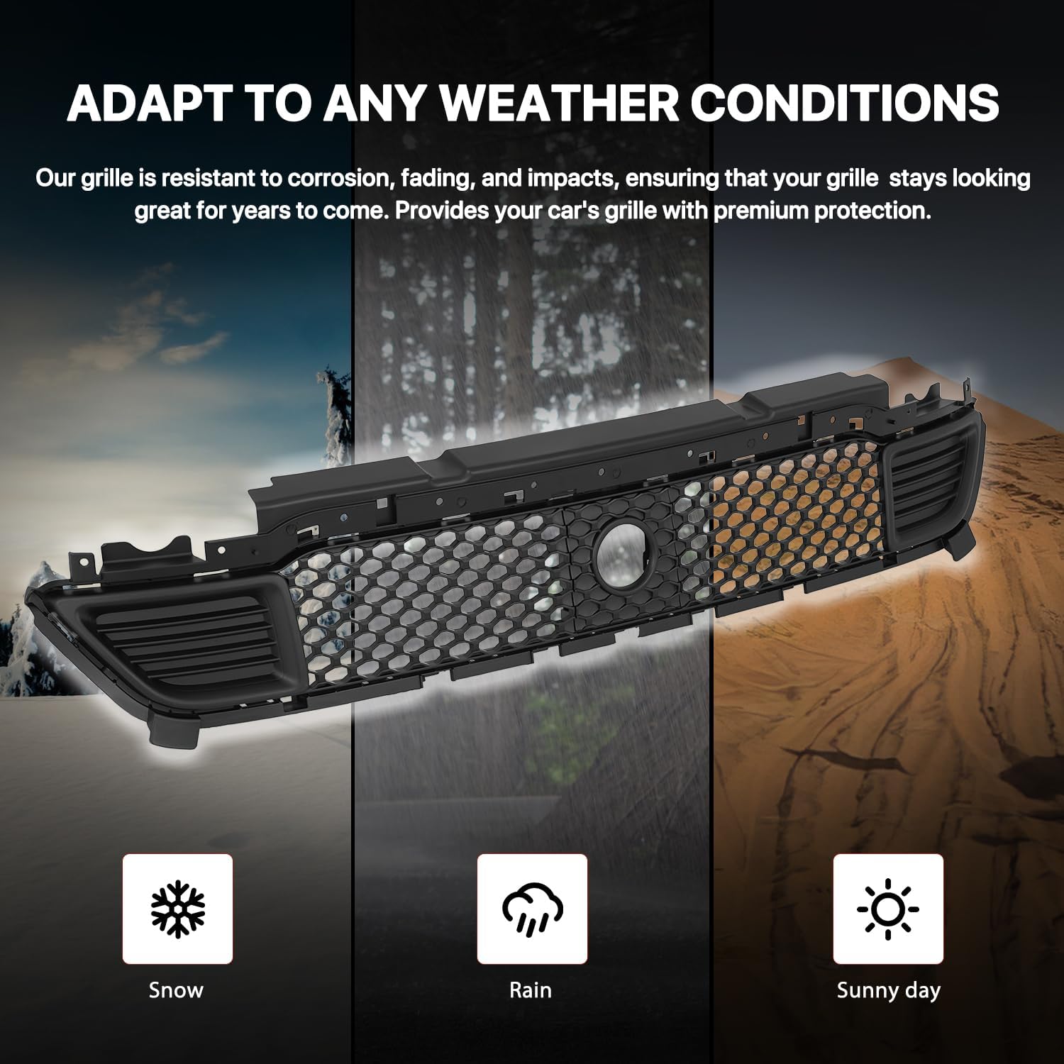 KARPAL Front Bumper Cover Grille Compatible with 2019 2020 2021 2022 Jeep Cherokee Replaces 68288045AB, CH1036187