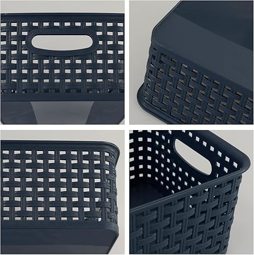 Miniatura 4 de Ucake Plastic Storage Baskets for Organizing, Small Weave Storage Baskets, 6 Packs