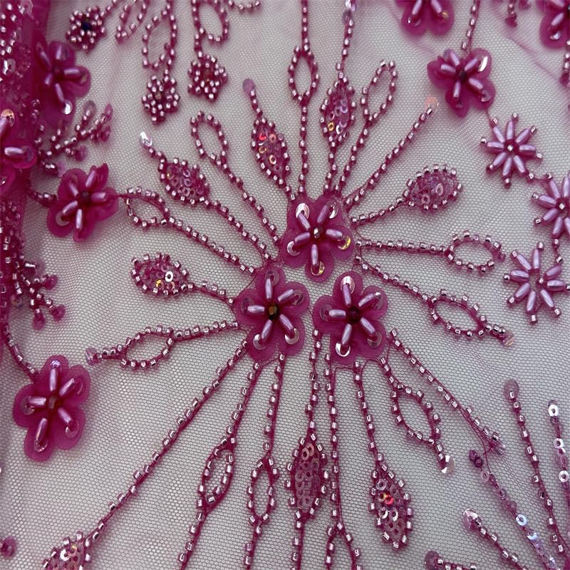 Amazon.com: Milylace 3D Bridal Tulle Mesh Lace Fabric with Beads