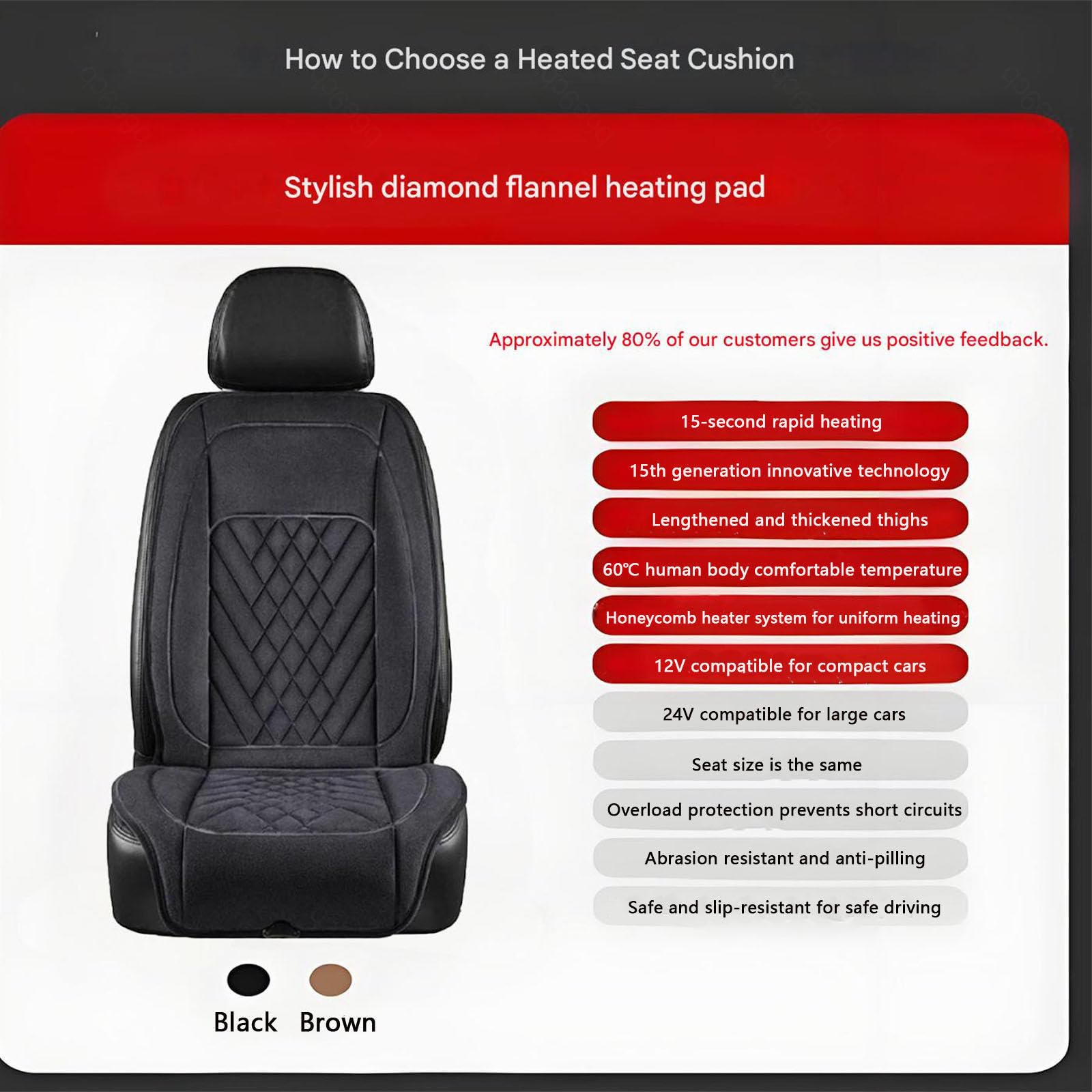 Súper cálido Cojin Asiento Coche Funda de Asiento de Franela súper cálida,Black-singleseatD