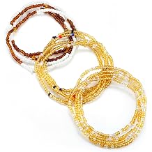 JeryWe Waist Beads for Women African Body Chain - Handmade Adjustable Colorful Elastic Waist Beads Stretching Body Accessories Belly Body Jewelry for Women Plus Size Beach Bikini Jewelry