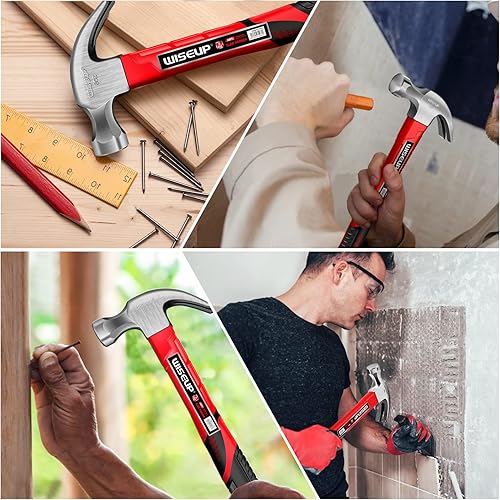Miniatura 6 de WISEUP Juego de 560 uñas de pared y acabado para colgar imágenes, juego de martillo pequeño de 8 onzas, cinta métrica de 10 pies, kit de