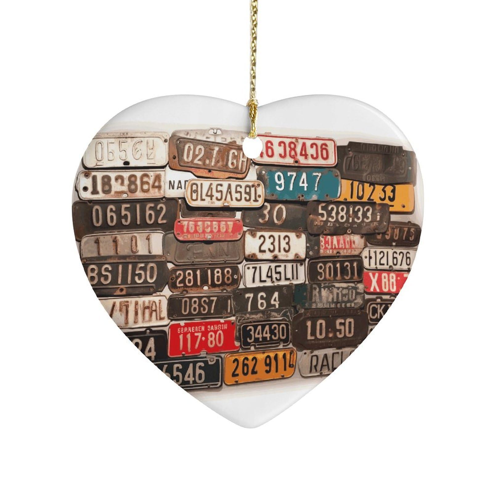 Fekiloot Style Old License Plate Ceramic Ornament Home Decor Keepsake