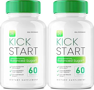 Kick Start Capsules, Kick Start Balanced Sugar Supplement Pills, KickStart Glyco Optimizer, Premium Formula for Healthy Circulation & Stable Levels, KickStart All Natural Health Reviews (2 Pack)