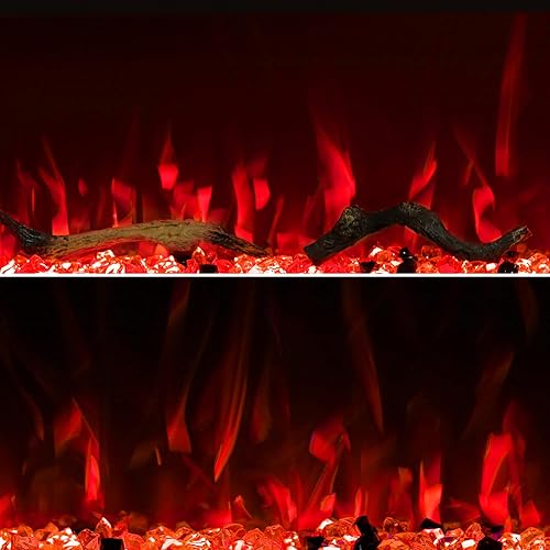 Miniatura 7 de Chimeneas eléctricas inteligentes de 50 pulgadas, control remoto y pantalla táctil y control de aplicaciones, calentador de chimenea empotrado y