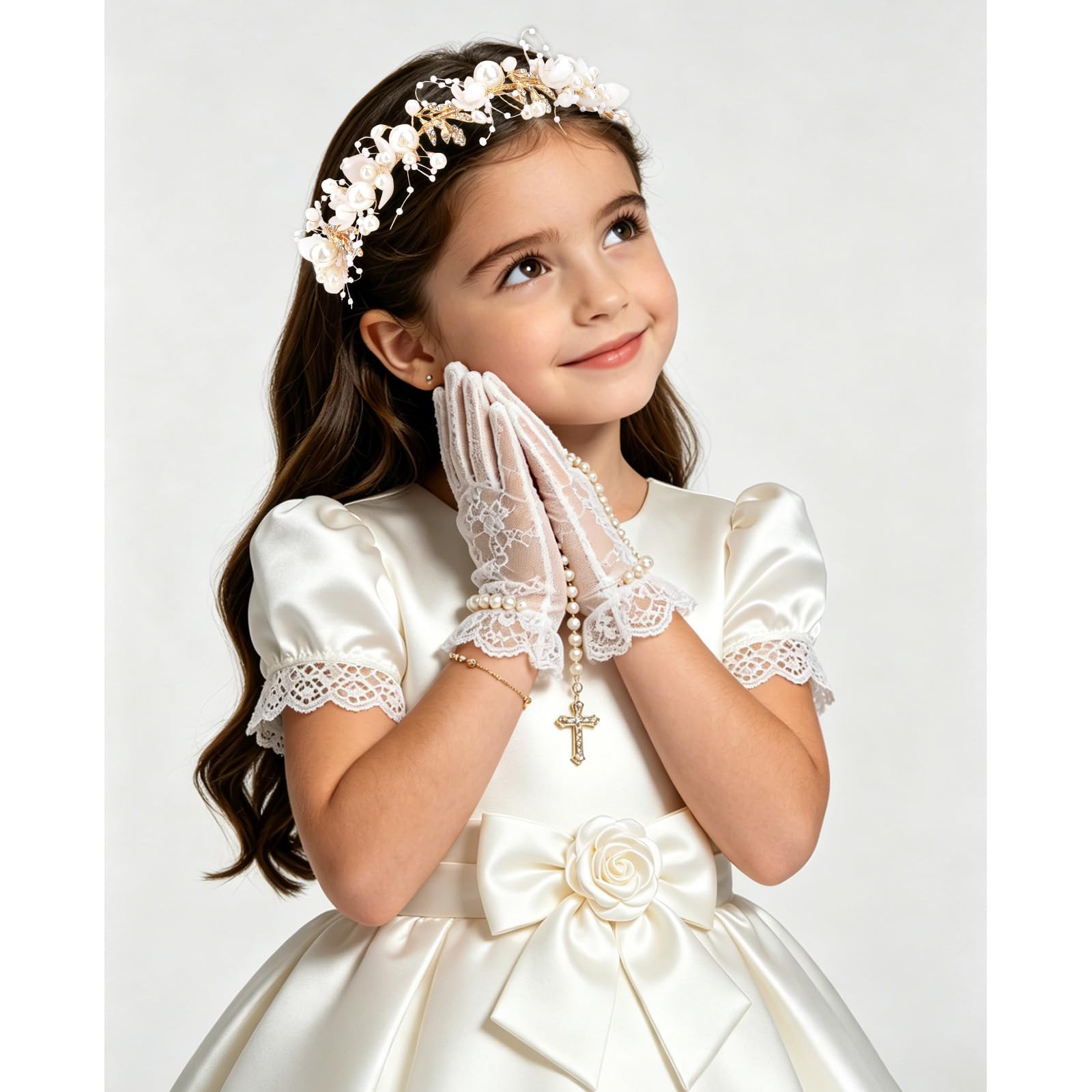 White Flower Girl Headband Pearl Wedding Hair Accessory for First Communion il_fullxfull.6410544730_9x46.jpg main image 4