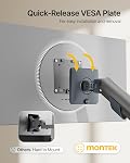 MonTEK Sleek Arme de moniteur en aluminium, monture mono-écran pour écrans de 17-40 po. Indicateur de tension, bras de moniteur de ressort mécanique Premium, base C-Clamp & Grommet,VESA 75/100mm, Max Charger 26.4 Lbs