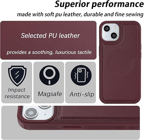 Miniatura 5 de Havaya Magsafe - Funda tipo cartera para iPhone 14, compatible con iPhone 13, con tarjetero para iPhone 14, funda magnética desmontable para mujer,