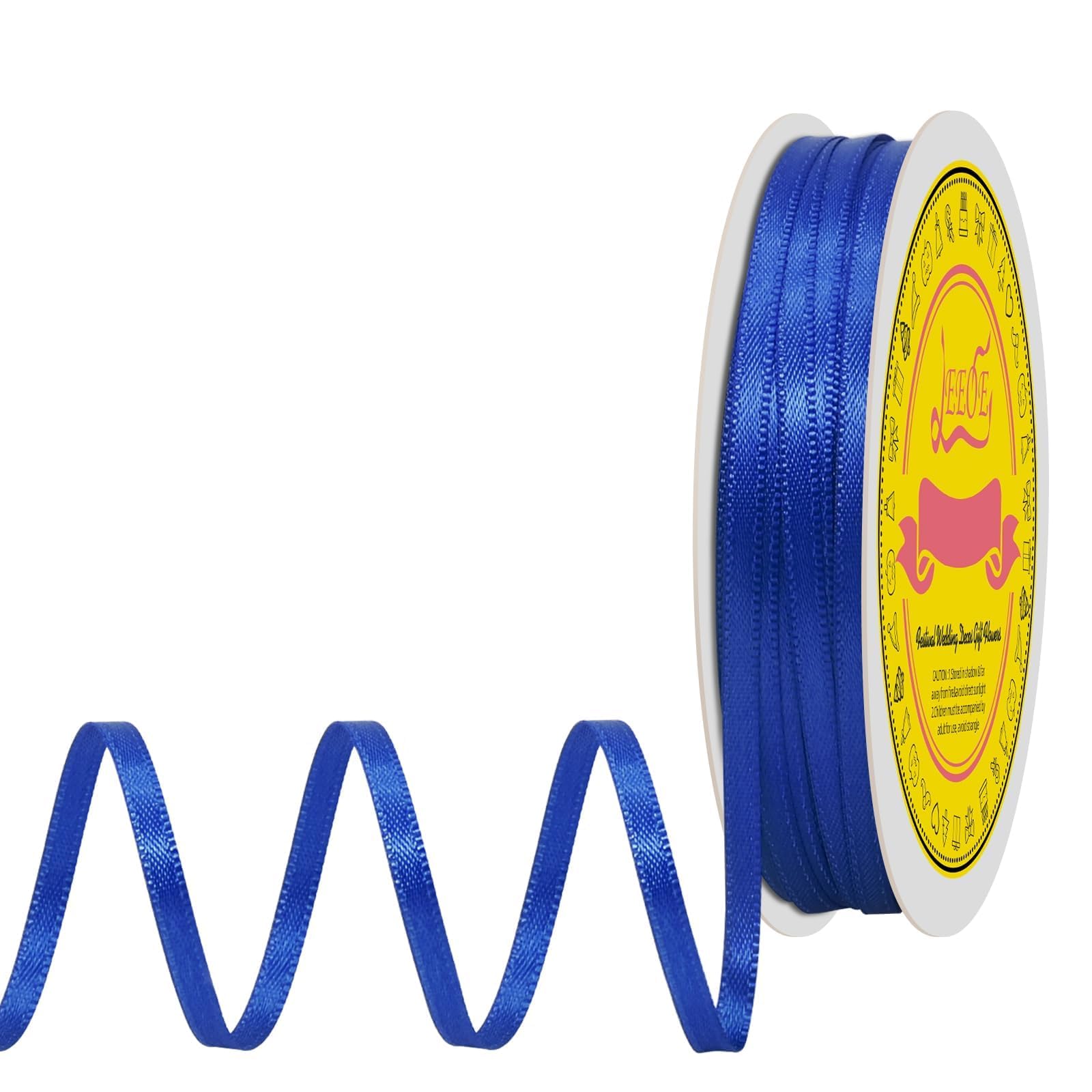 Double Face Cobalt Blue Satin Thin Ribbon 1/8 inch X 50 Yards Polyester Cobalt Blue Ribbon for Gift Wrapping Very Suitable for Weddings Party Hair Bow Invitation Decorations and More