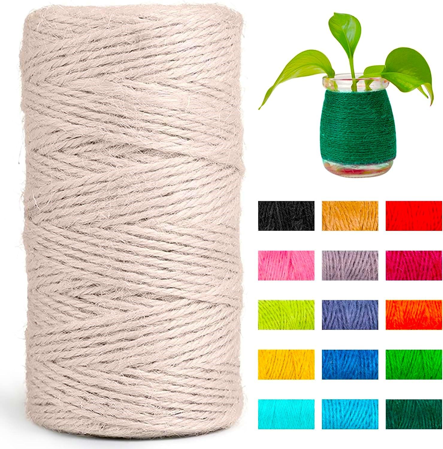 Richa Home Decor Jute Twine String 1.5mm x 80mtr Thick 2-Ply Natural Jute Rope Hemp Twine for Crafts Gift Wrapping Packing Gardening Wedding and Christmas Decorations (White)-picture-16
