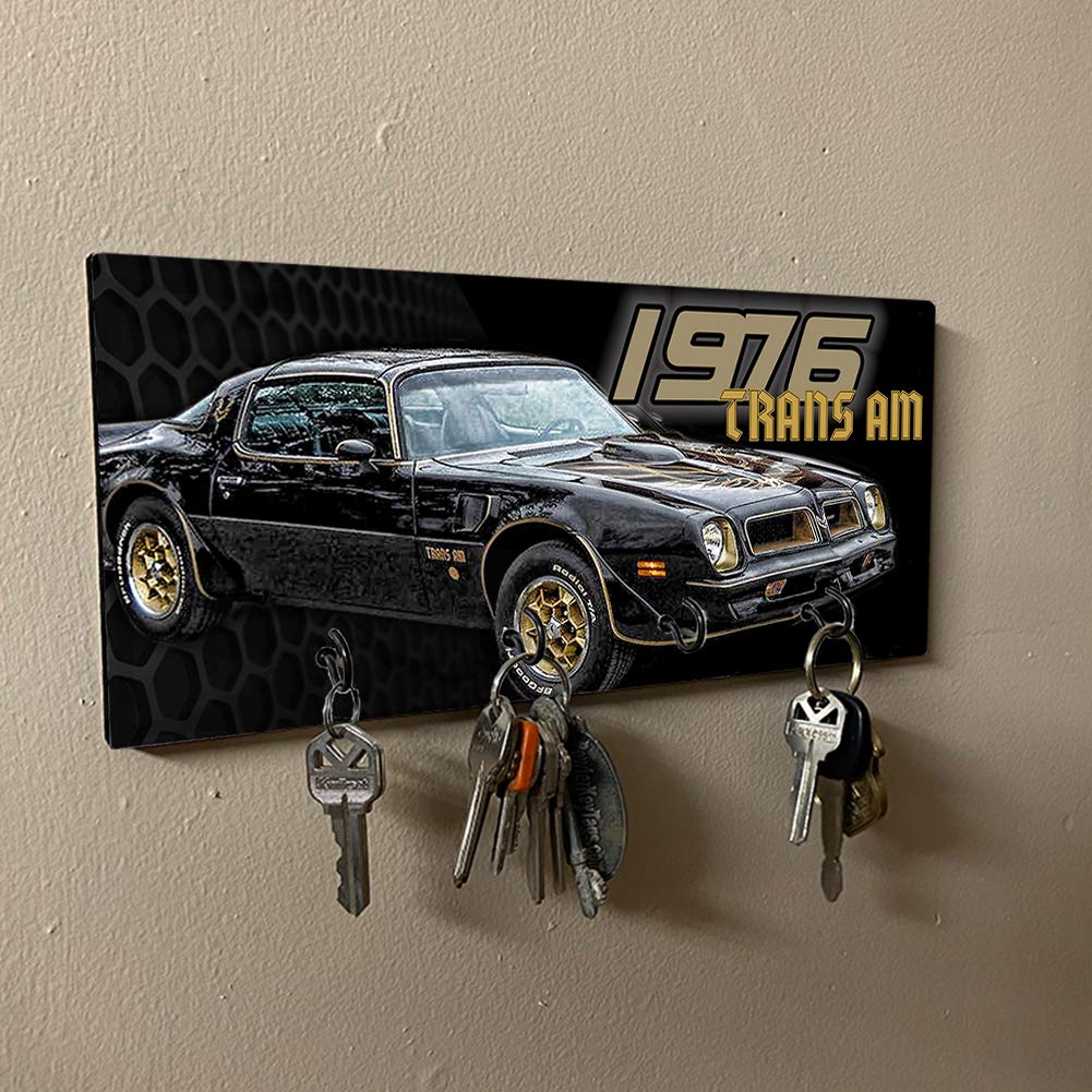 Brotherhood 1976 Compatible with Trans Am Black Gold Design Key Holder Organizer Wall Mount Rack for Holders The Home Keys Ring Decorative Hangers Decor Hook Hanger