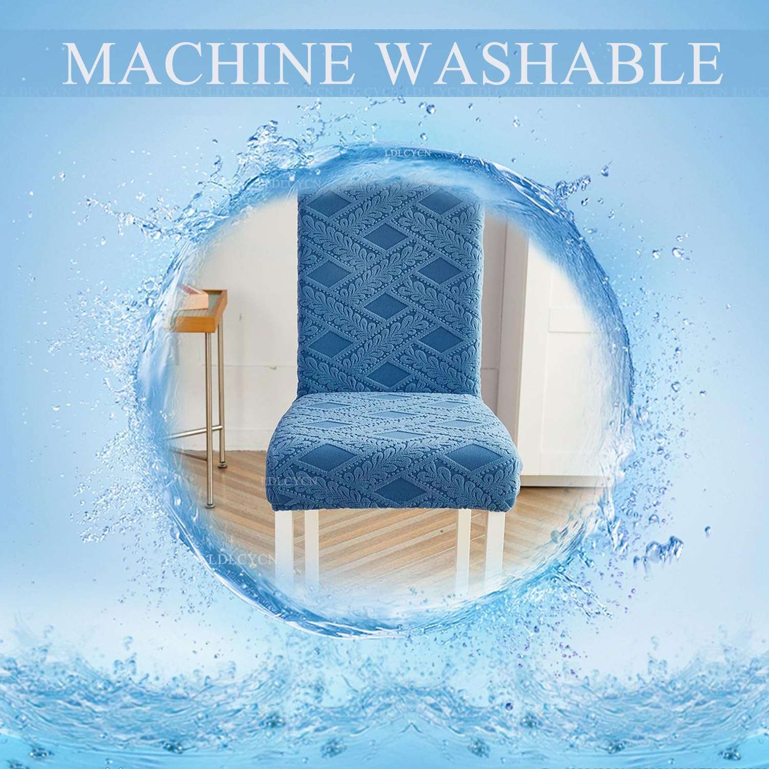 Greyb,2pcs, Stretch Dining Chair Covers Jacquard Velvet Fabric Chair Slipcover High Back Chairs Cover with Elastic Band Set of 2/4 Chair Protector Machine Washable Removable