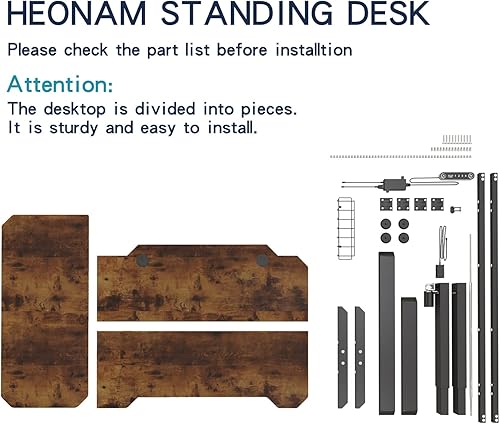 Miniatura 7 de HEONAM Escritorio eléctrico de pie ajustable en altura de 59 pulgadas, en forma de L, escritorio para computadora de oficina en casa con marco negro