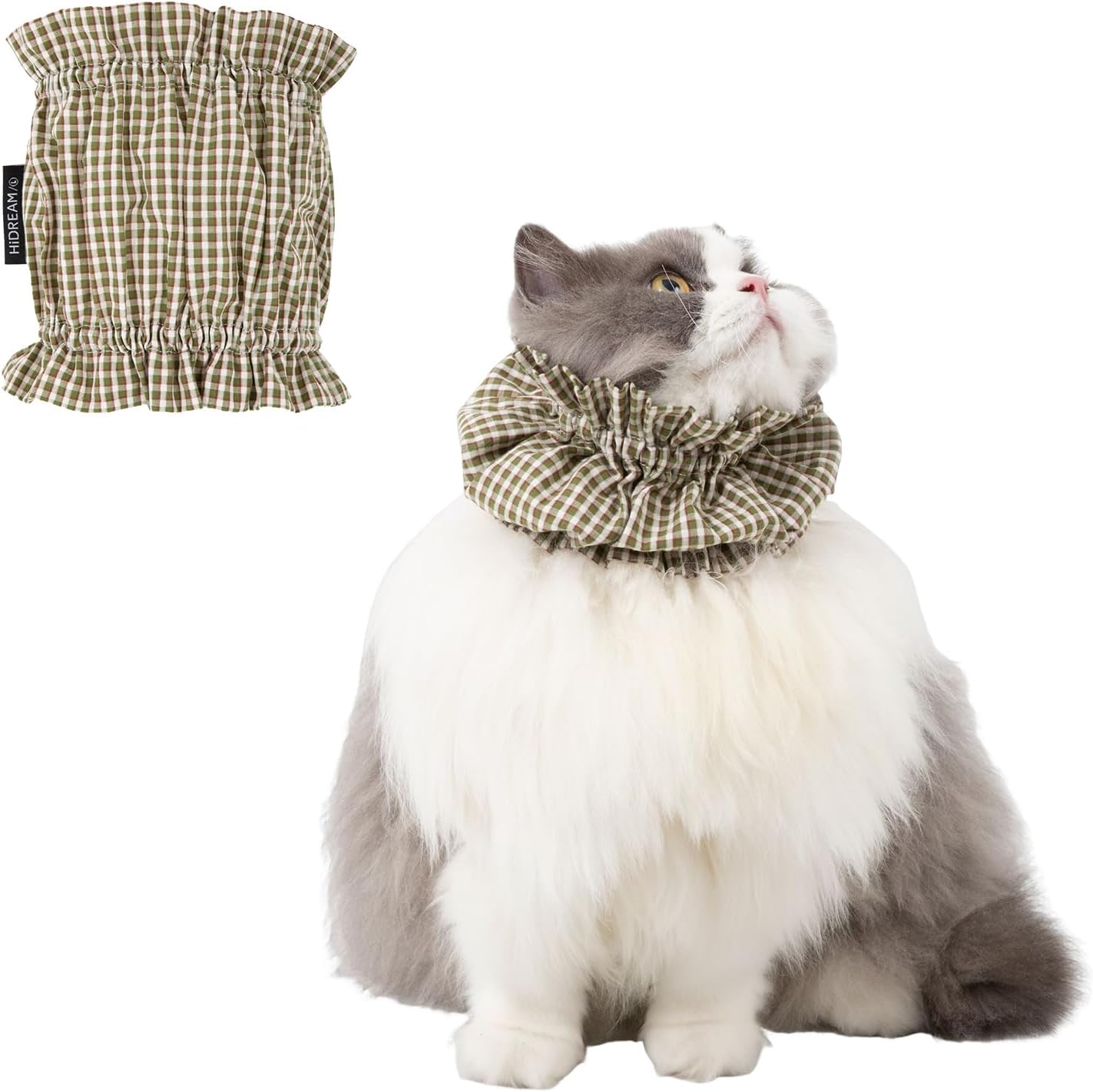 H HIDREAM Cat Grooming Collar and Feeding Bib for Long Haired Cats, Anti-Stain Neck Band, Dog Ear Cover Snood for Cocker Spaniels