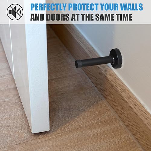 Miniatura 7 de Akamino 15 topes de puerta para parte inferior de la puerta, tope de puerta resistente de 3.5 pulgadas con parachoques de punta de goma, soporte de