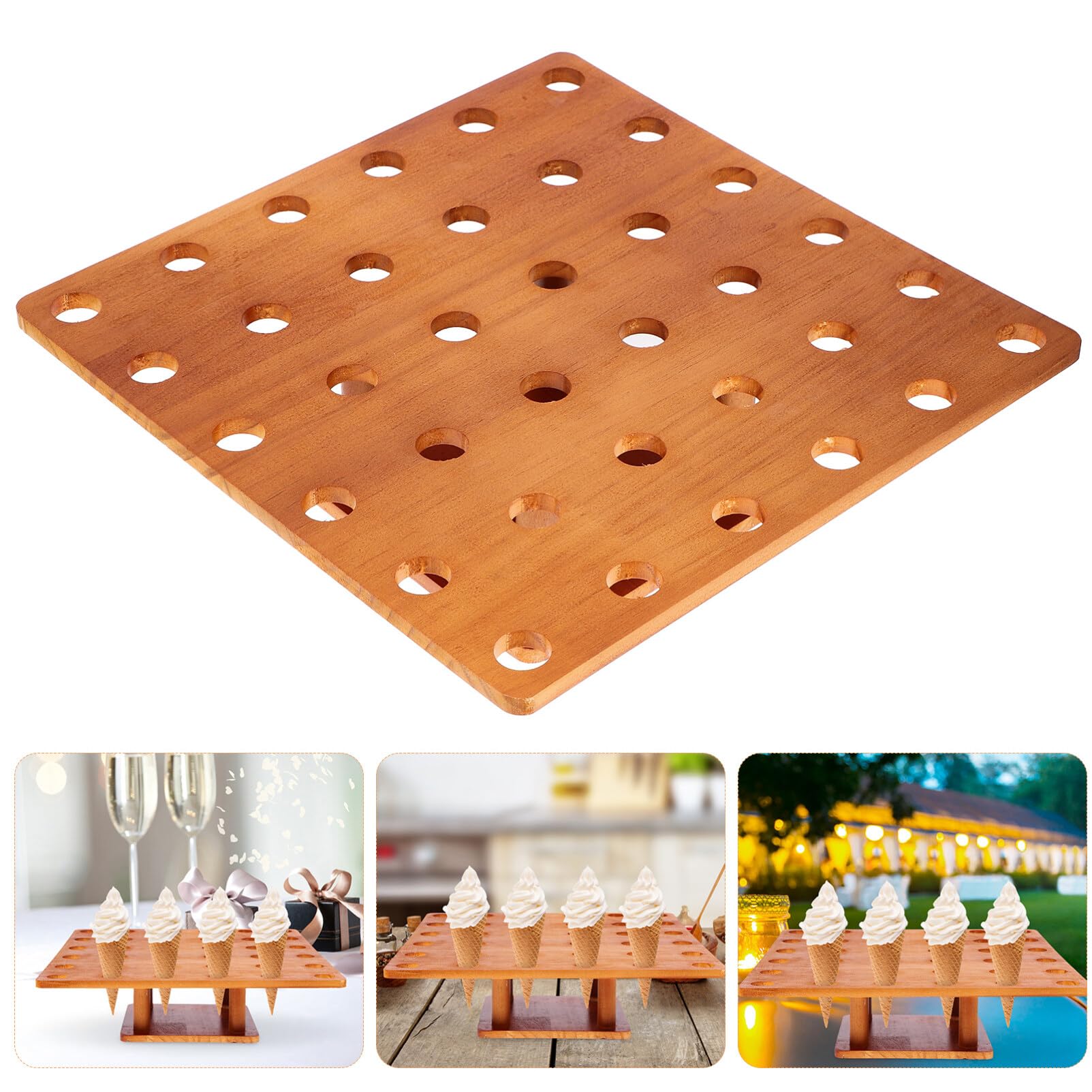 Alipis Espositore Porta Cono Gelato In Legno Espositore Porta Cono Alimentare Per Eventi Catering Ristorante Buffet Di