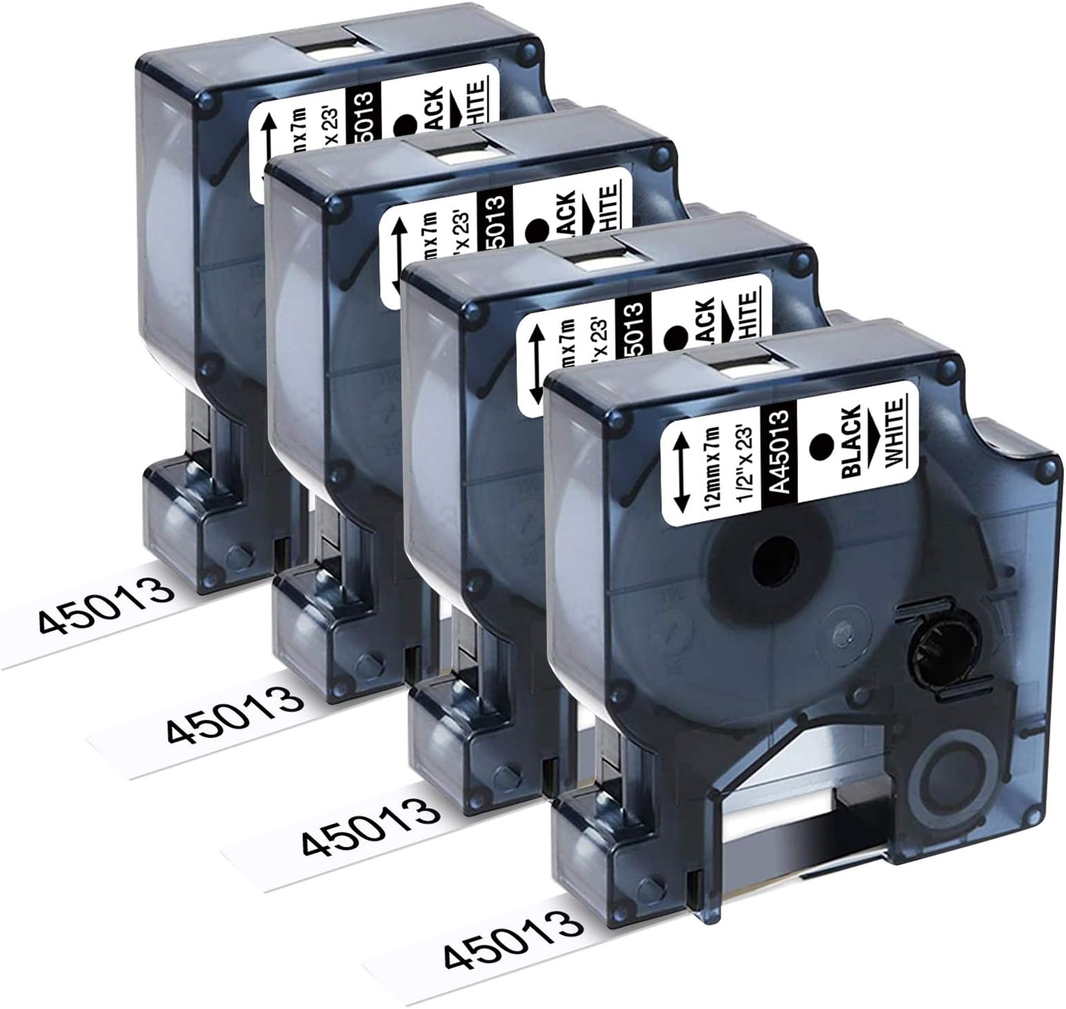 Upwinning Compatible Label Tape Replacement for Dymo D1 12mm x 7m Cartridge 45013 S0720530 Black on White Tapes Work with Dymo LabelManager 160 210D 260P 280 360D 420P PnP 450 500TS, 4-Pack