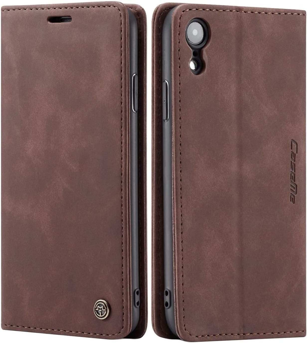 iPhone XR Wallet Case iPhone 10R Leather Case, SINIANL Folio Case with Kickstand Credit Card Holder Magnetic Closure Folding Flip Book Cover Case for Apple iPhone XR iPhone 10R - Coffee