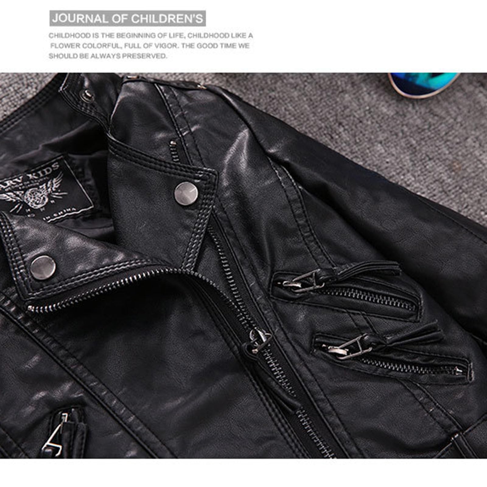 Generisch Categoría de producto Chaqueta para niña – Chaqueta de piel de primavera con aspecto de moto Chaqueta de piel sintética para ?