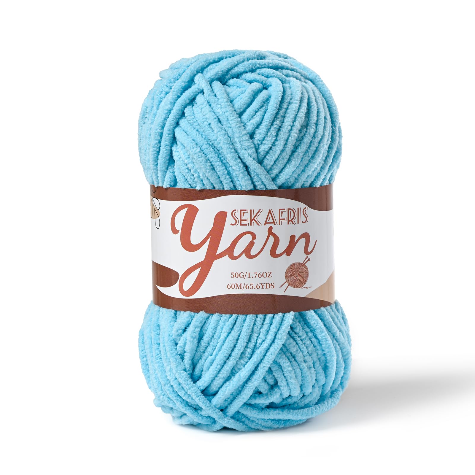 Chenille Yarn for Crocheting Plush Blanket Crochet Yarn Azure