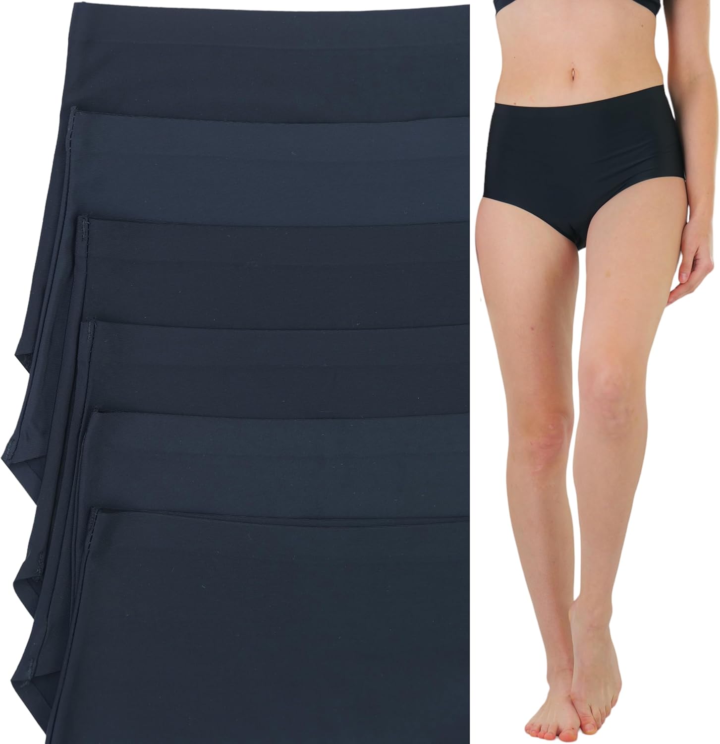 ToBeInStyle Women's 6 Pack High Waisted Seamless Basic Laser Cut Panties - Image 5