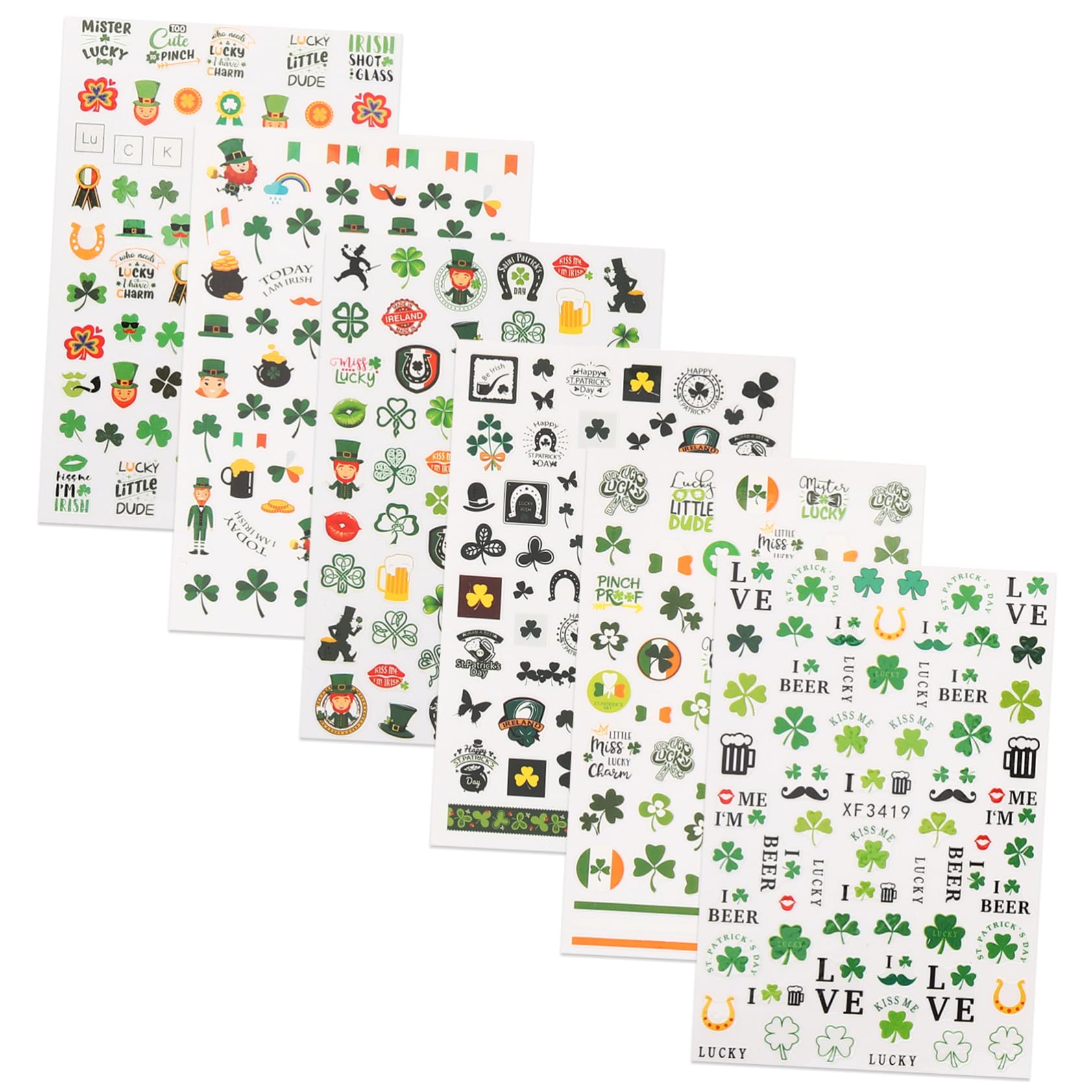 FRCOLOR 30hojas Pegatinas De Uñas De San Patricio De Calcomanías De Tres Para Arte De Uñas Decoración Festiva y Fácil Aplicación Para Manicura Creativa