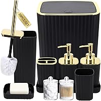 Vista 48 de Bathroom Accessories Set - 25PC Bathroom Sets with Shower Curtain and Rugs, Orange Bathroom Accessories with Trash Can, Soap Dispenser, Soap Dish &