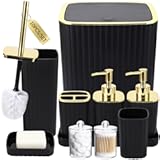 Bathroom Accessories Set - Gorgeous Bathroom Set&comma; 10PC Bathroom Accessory Set&comma; Toilet Brush&comma; Trash Can&comma; Qtip Holder Dispenser & Soap Dispenser
