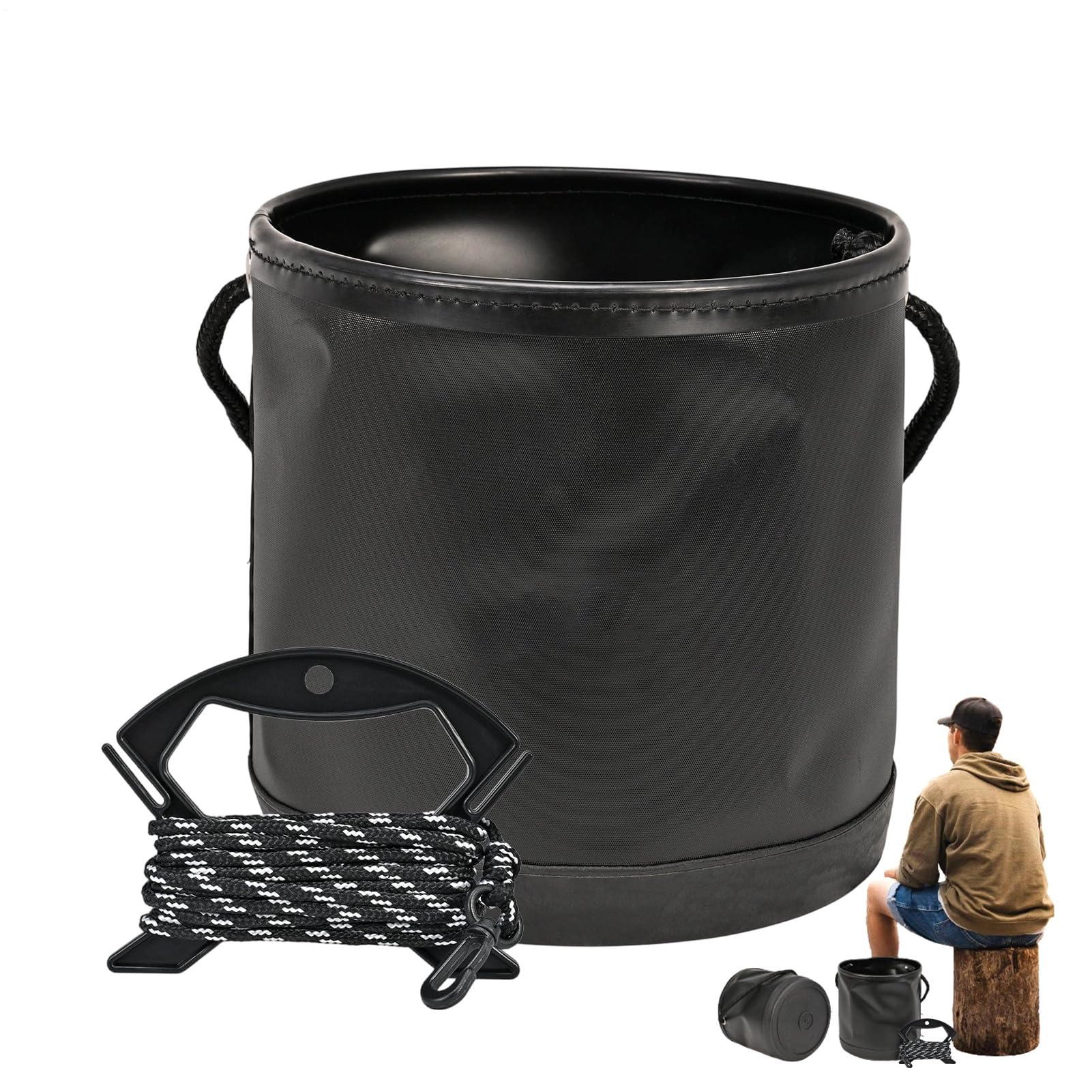 Secchio pieghevole da pesca, secchio per acqua pieghevole - Vaso salvaspazio per esterni da 4,5 litri - Contenitore per l'acqua a secchiello pieghevole, vaso per l'acqua da esterno salvaspazio, conten