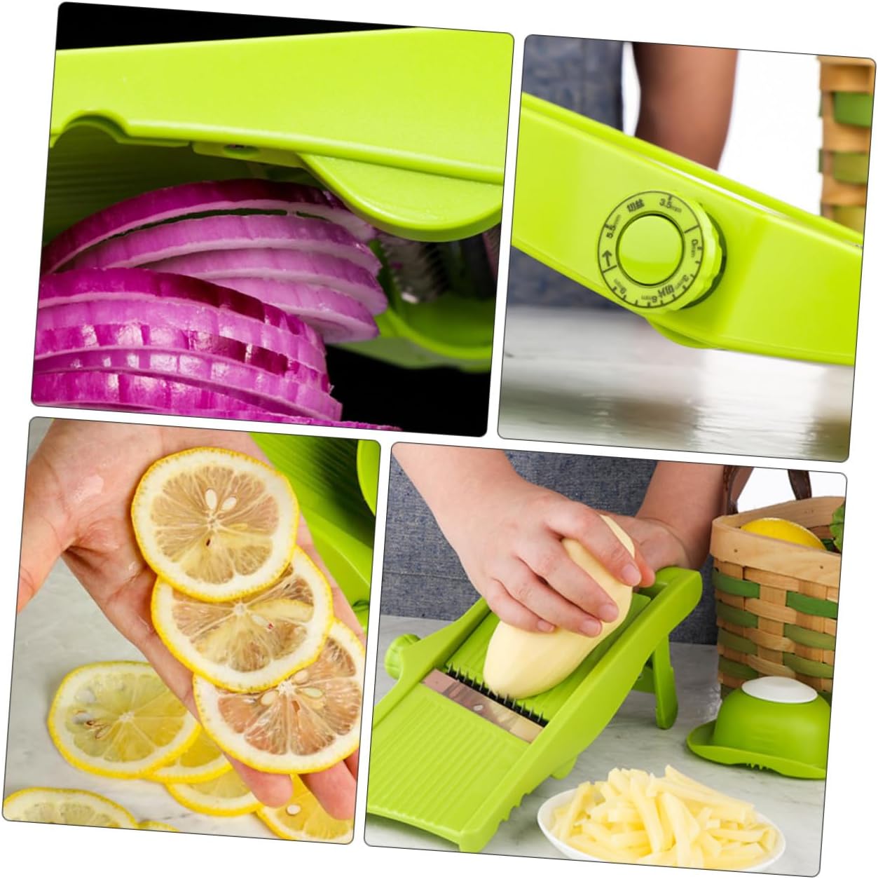 LABRIMP Manual Vegetable Slicer and Potato Grater Kitchen Tool, Green Handheld Mandoline Cutter for Julienne, Slicing, and Shredding, Multifunctional Kitchen Gadget for Meal Prep