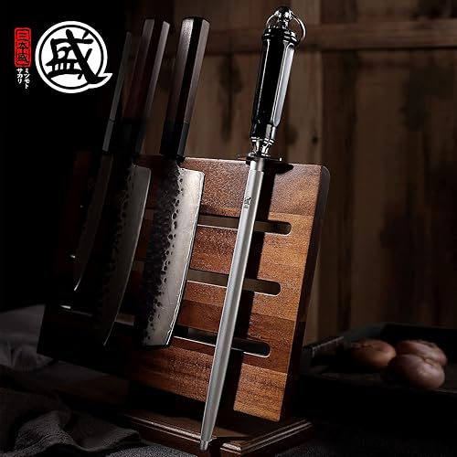 Miniatura 5 de MITSUMOTO SAKARI Acero japonés de afilado de 12 pulgadas, barra de afilar cuchillos de diamante plano, afilador profesional de alto carbono con