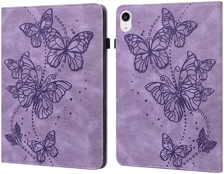 CWZ Butterfly Embossed  PU TPU  for iPad Mini 6 Purple