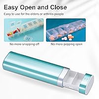 Vista 2 de Betife Pastillero de viaje semanal de 7 días, pastillero diario compacto, estuche portátil para medicamentos, lindo pastillero para suplementos Verde