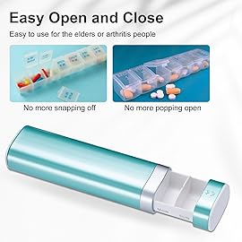 Betife Travel Pill Organizer Weekly 7 Day, Compact Daily Pill Box, Portable Medicine Case, Cute Pill Holder for Vitamins Supplements, Drawer-Shaped Pills Organizer (Green)
