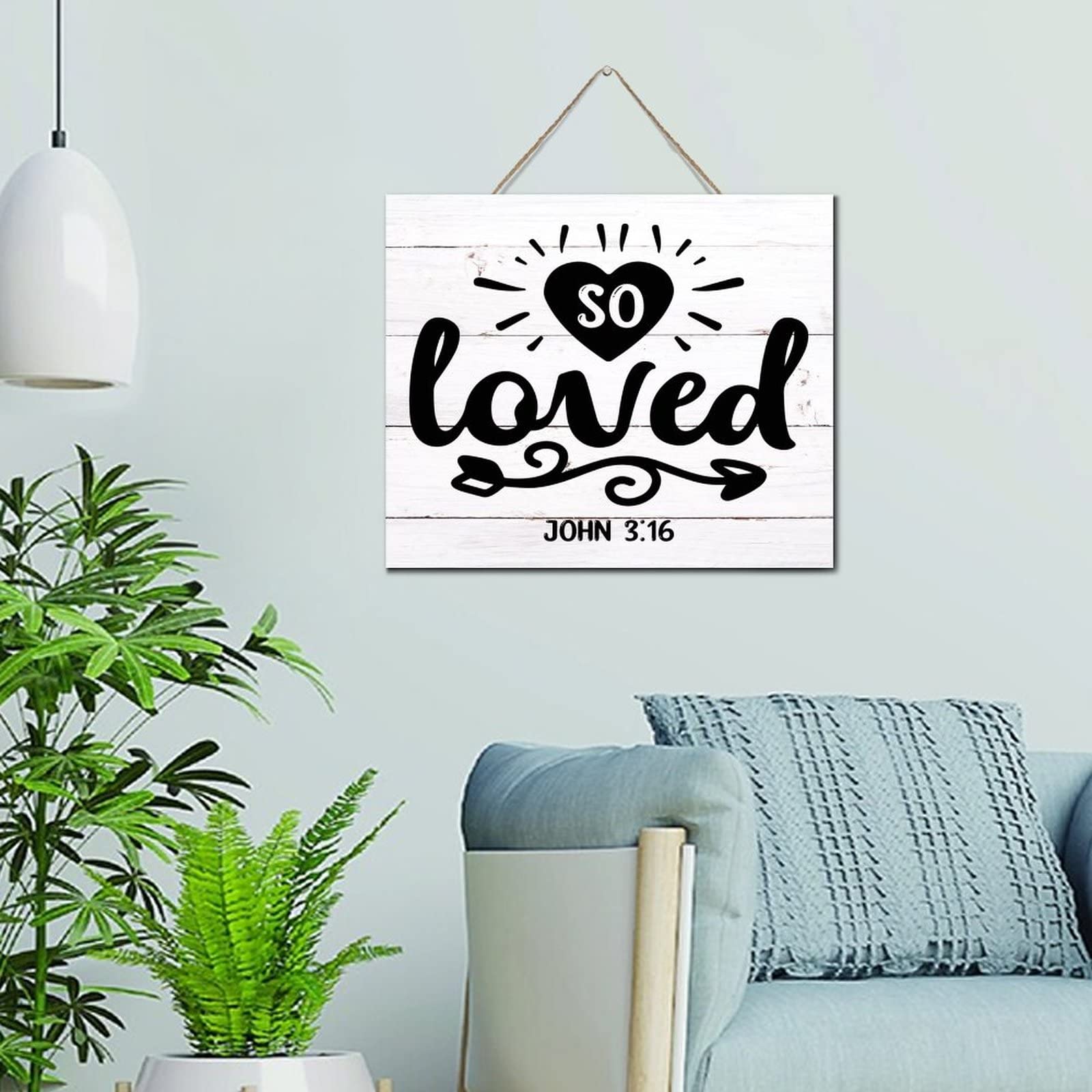Plaque murale en bois So Loved déco motivante salon et bureau 25x30 cm