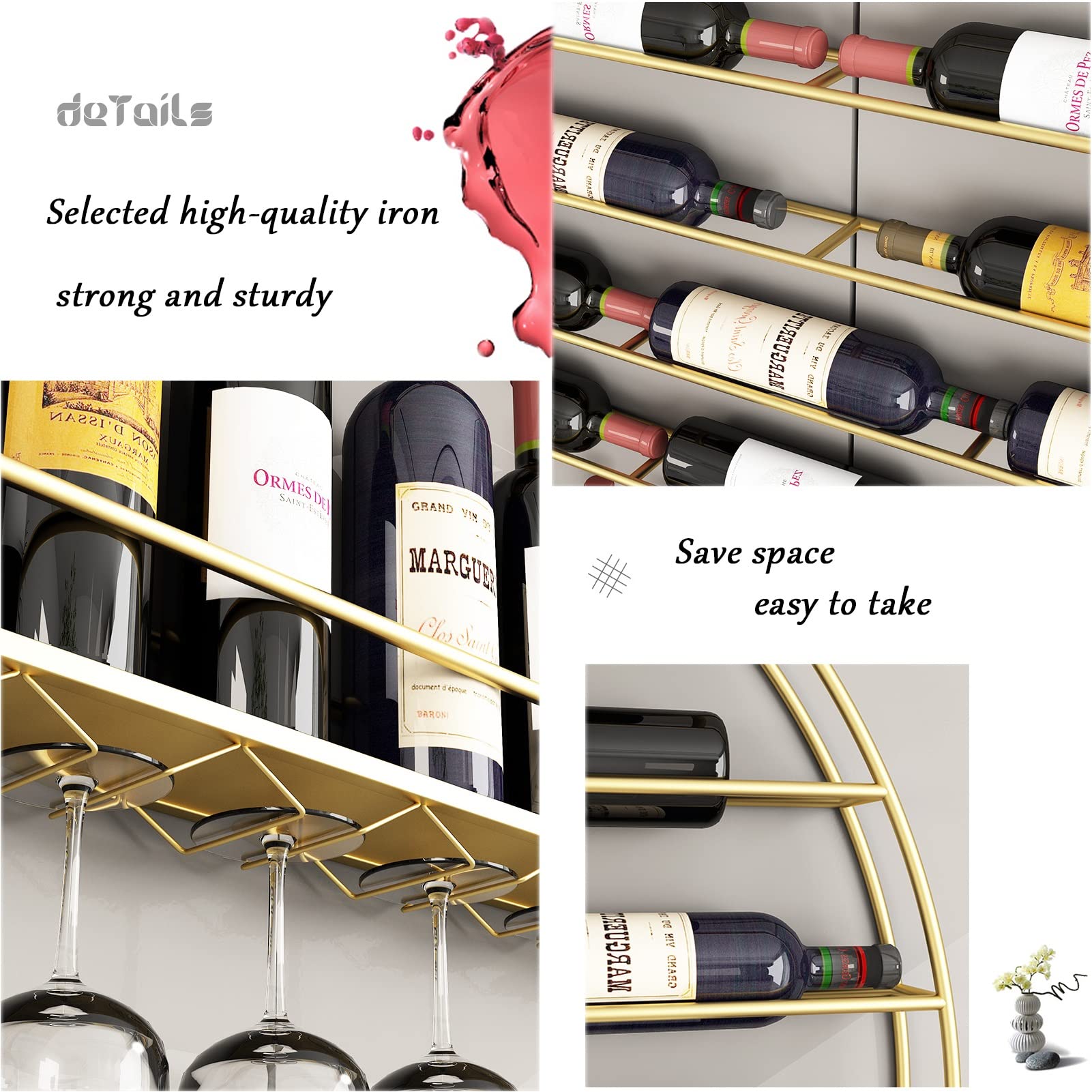 Wine Holder Round 12 Bottle Black Metal Round Wall Mounted Wine Display ...